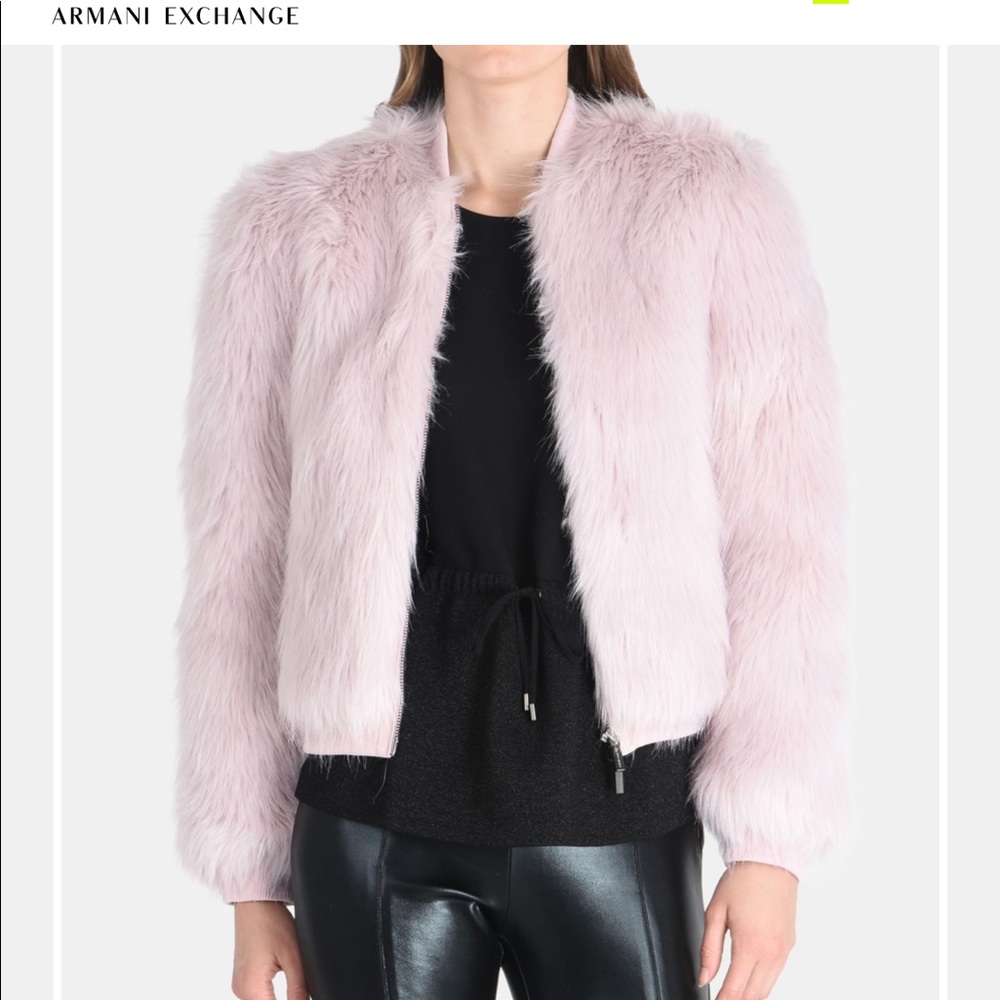 Armani Exchange FAUX-FUR TOPPER, pink faux fur jacket